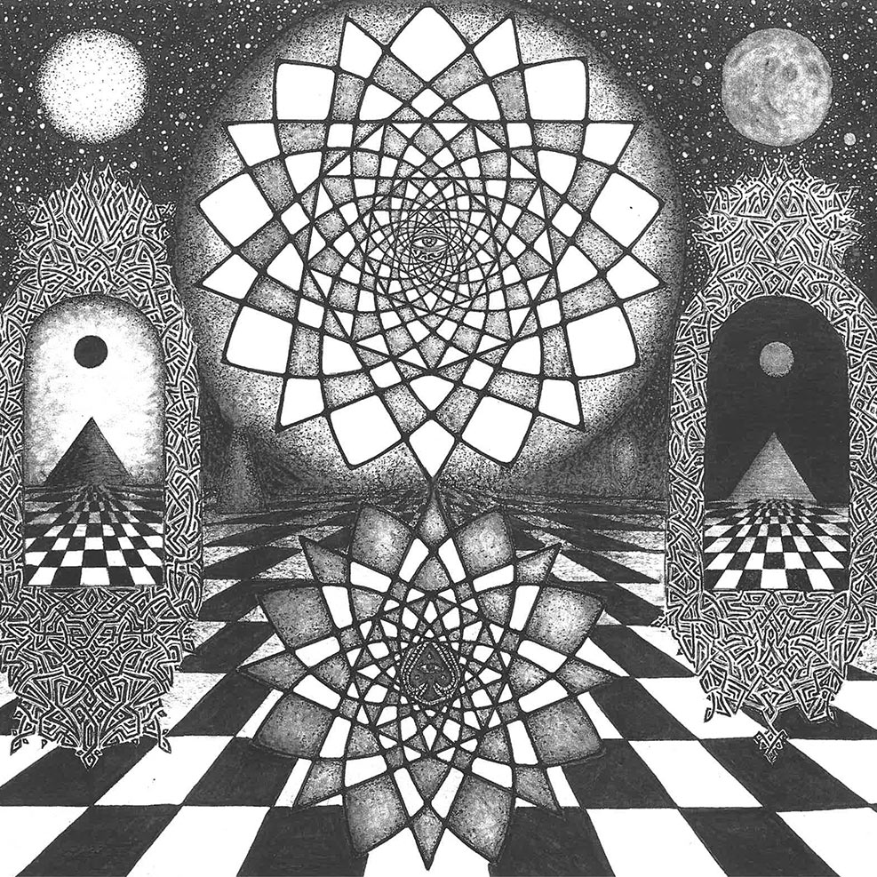 TyPhaon Set, a Sedona artist creating symbolic pen and ink artwork, sacred geometry, and meditative landscape paintings